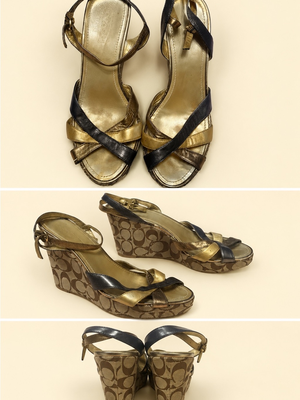 Vintage Coach Signature Wedge Sandals SIZE 10 Y2K Vibes